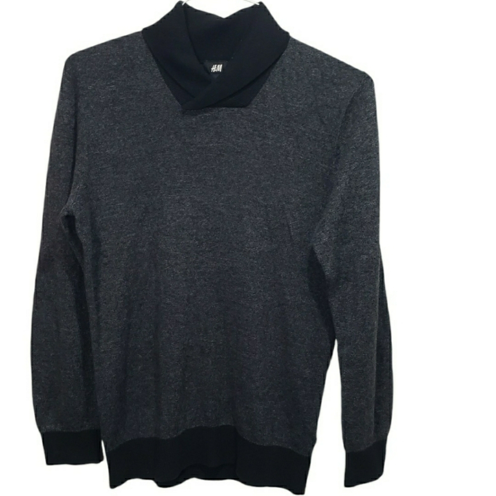 H&M Shawl Collar Black Sweatshirt | Men Small
